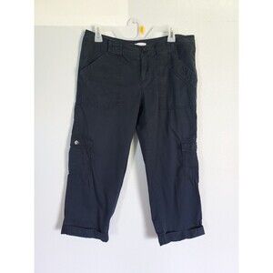 Gap Capri Pants Womens Size 10 (34x22) Navy Blue Cargo Rolled Hem 100% Cotton